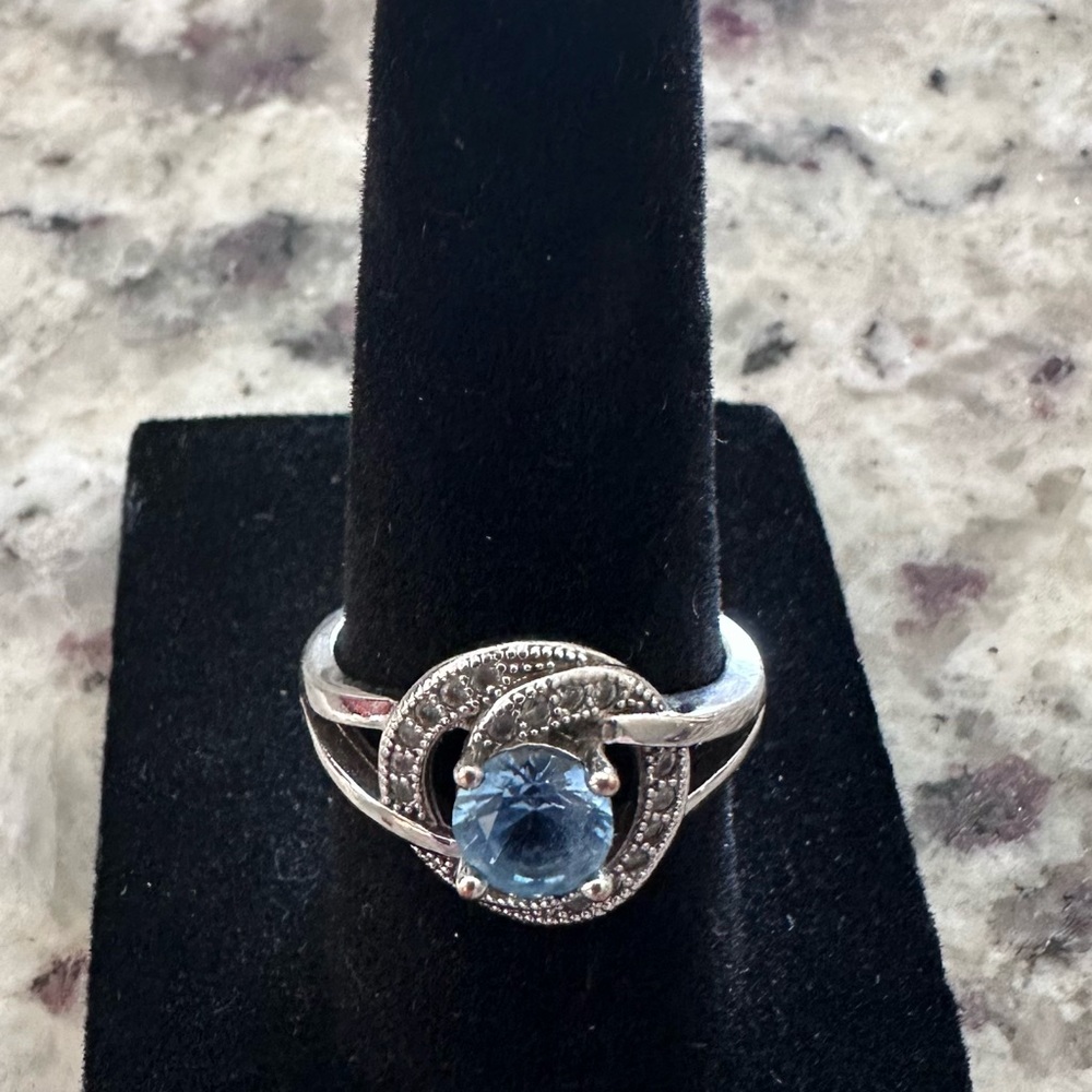Silver Blue Gemstone Swirl Ring - Women's Jewelry